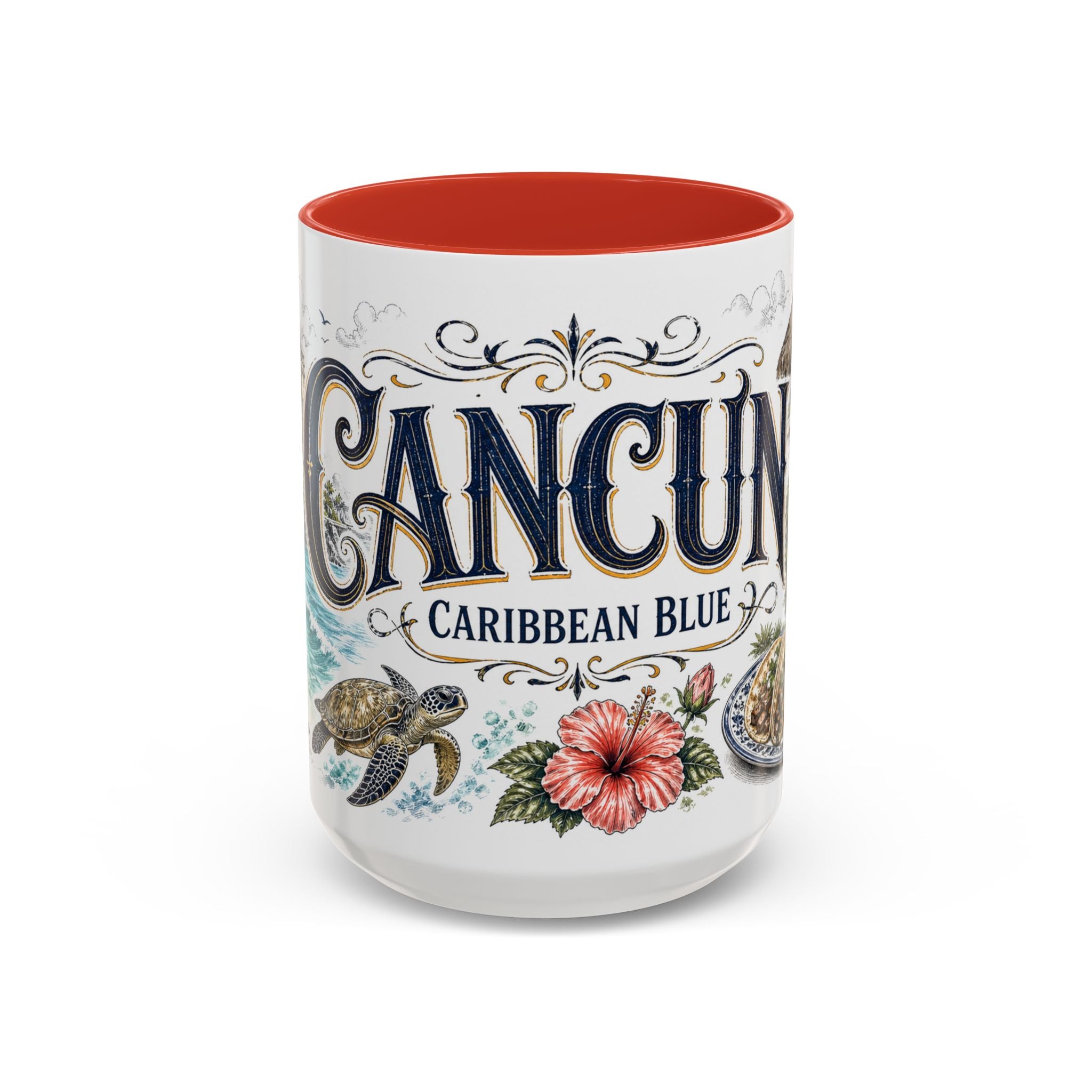 Cancun Coffee Mug | Mexico Travel Souvenir | Vintage Illustrated City Gift | 11 oz 15 oz Accent Mug