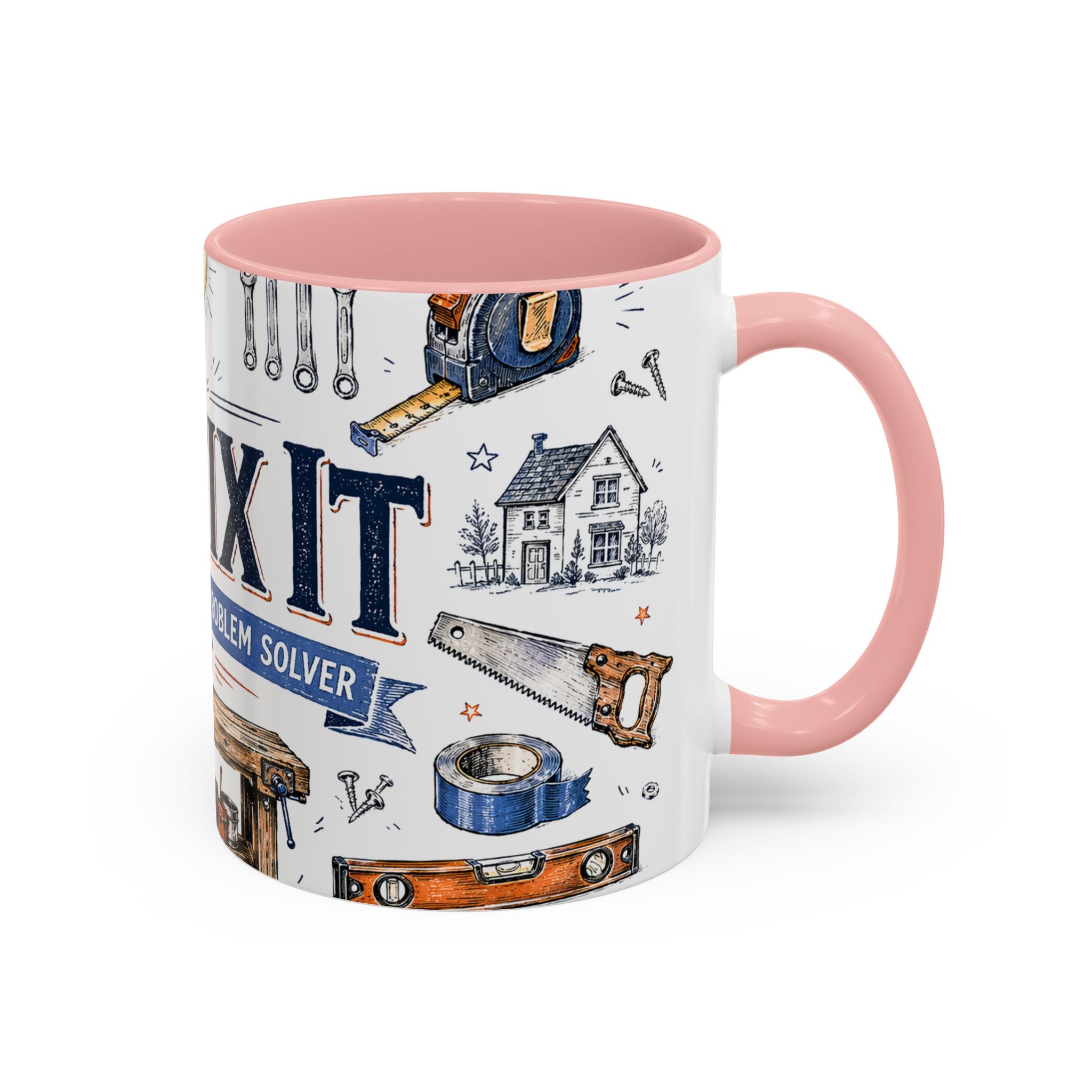 Mr Fix It Coffee Mug | Father's Day Gift for Dad | Accent Color Ceramic 11oz 15oz