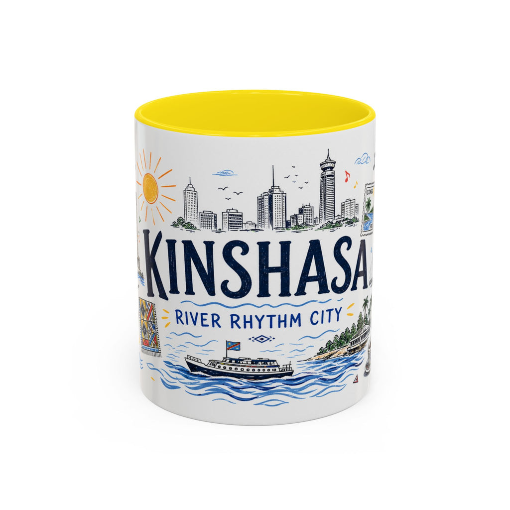 Kinshasa Coffee Mug | DR Congo Souvenir Travel Gift | Accent Color Ceramic 11oz 15oz