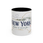 New York State Map Mug | Botanical Rose Accents, Long Distance Friendship Gift