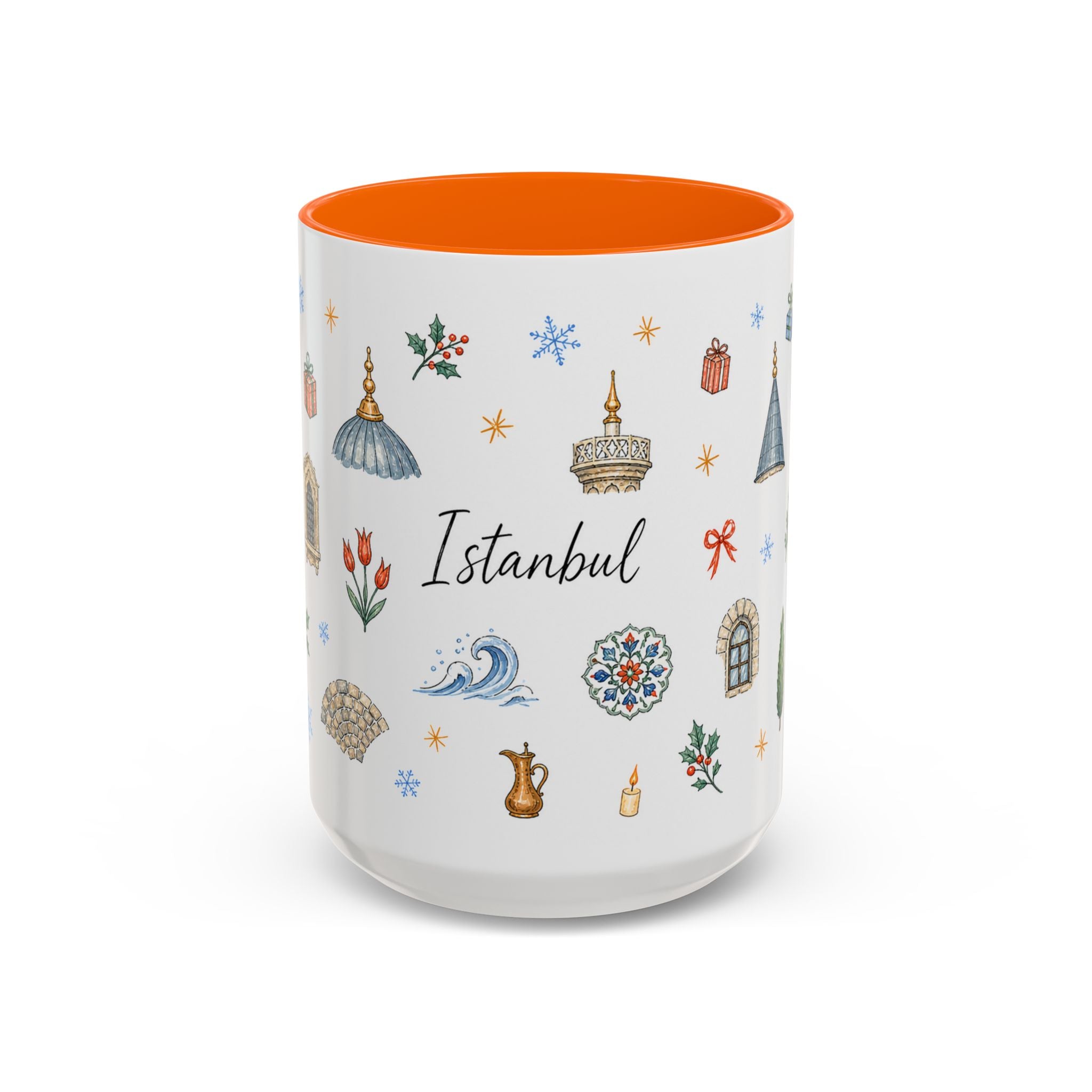 Istanbul Christmas Mug | Watercolor Travel Souvenir | Holiday Gift | Accent Ceramic Coffee Cup 11oz 15oz