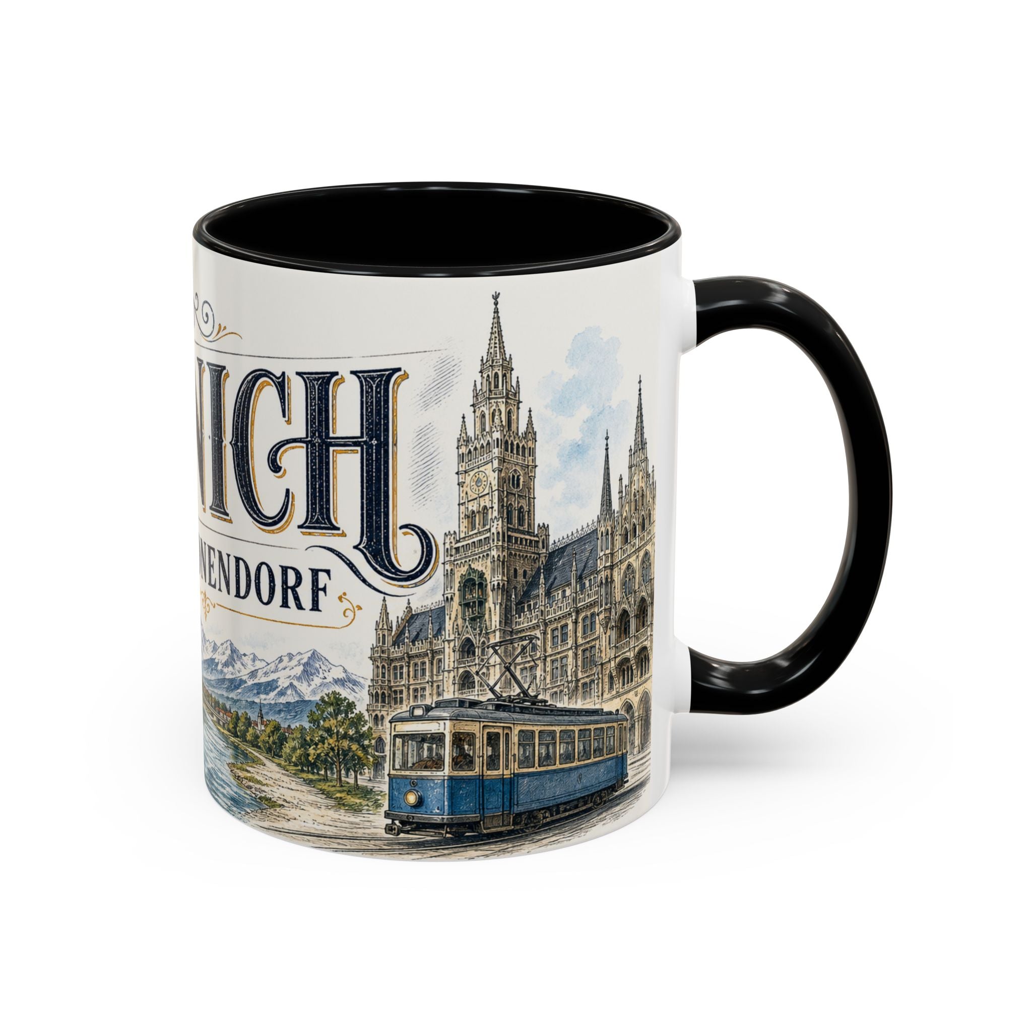 Munich Coffee Mug | Germany Travel Souvenir | Vintage Illustrated City Gift | 11 oz 15 oz Accent Mug