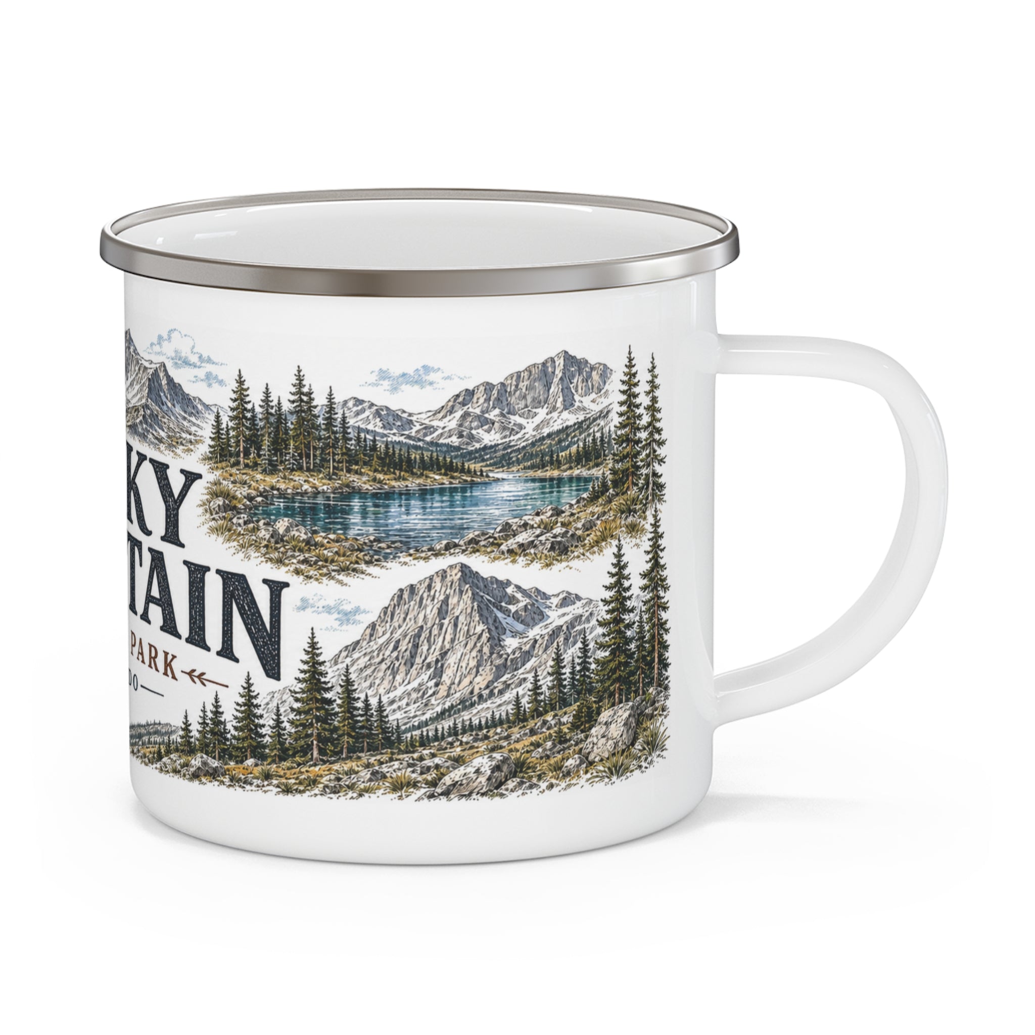 Rocky Mountain National Park Vintage Enamel Camping Mug | 12oz National Park Hiking Gift