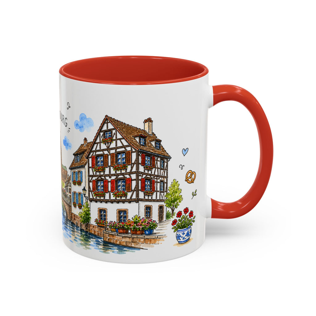 Strasbourg Illustrated Travel Mug | France Souvenir Accent Coffee Mug | 11oz 15oz Ceramic Cup
