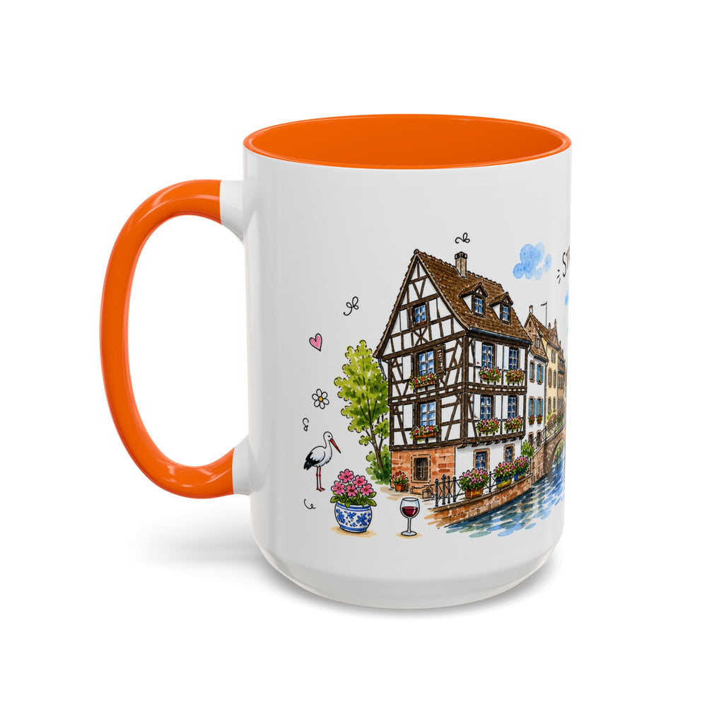 Strasbourg Illustrated Travel Mug | France Souvenir Accent Coffee Mug | 11oz 15oz Ceramic Cup
