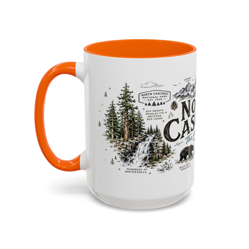 North Cascades National Park Coffee Mug | Washington Alpine Glacier Hiking Gift | Accent Color Ceramic 11oz 15oz