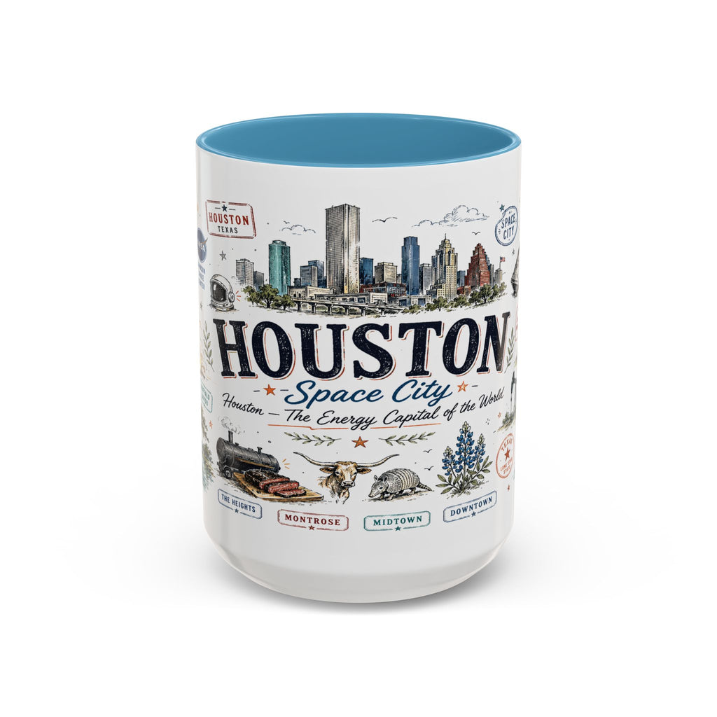 Houston Coffee Mug | Texas Souvenir City Gift | Accent Color Ceramic 11oz 15oz