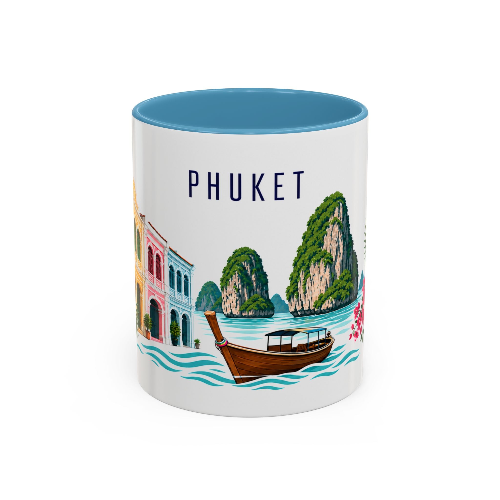 Phuket Coffee Mug | Thailand Travel Souvenir | Porcelain Decal City Gift | 11oz 15oz Accent Mug