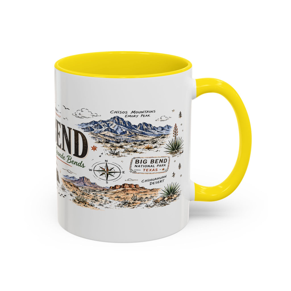Big Bend National Park Coffee Mug | Texas Desert River Canyon Hiking Gift | Accent Color Ceramic 11oz 15oz