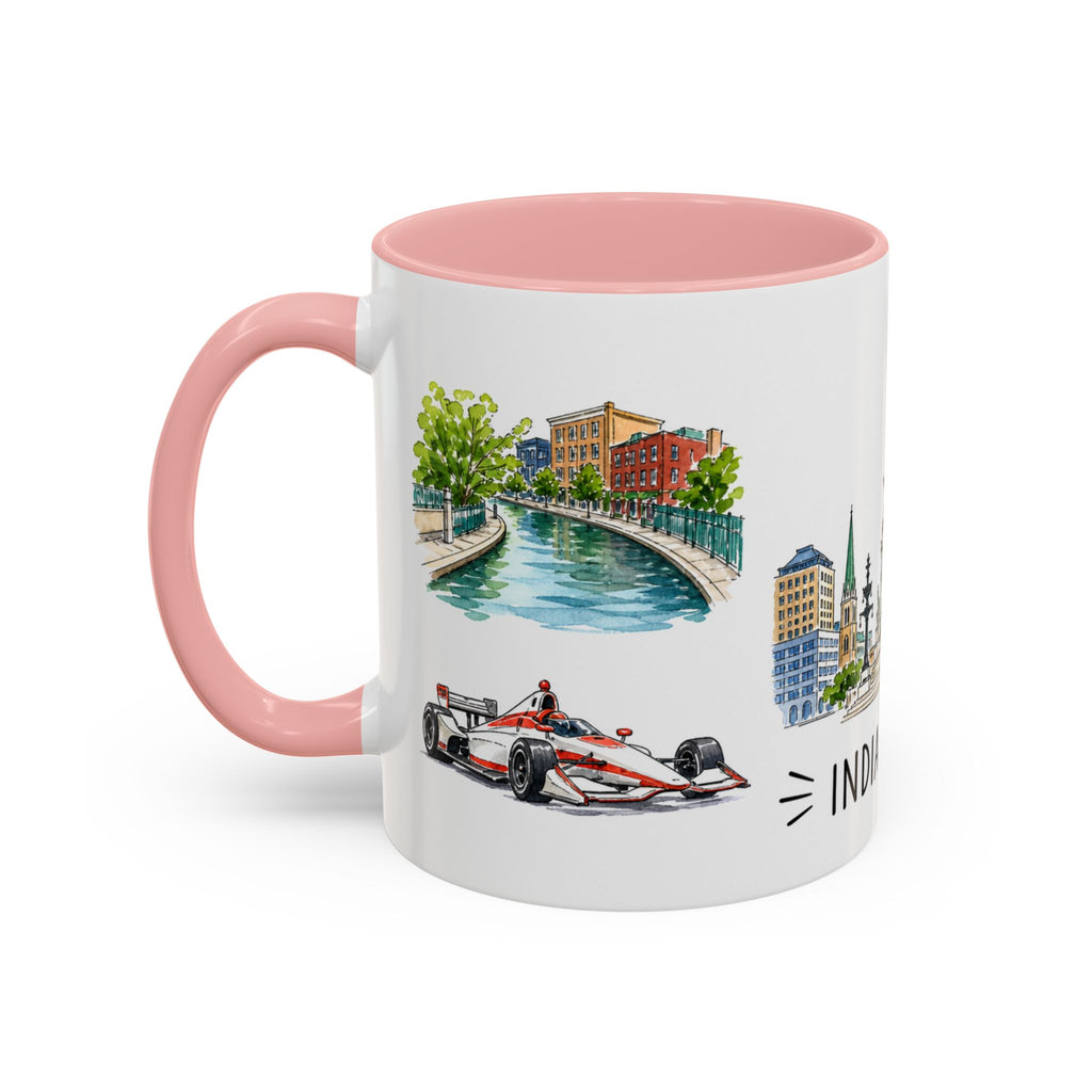 Indianapolis Illustrated Travel Mug | City Souvenir Accent Coffee Mug | 11oz 15oz Ceramic Cup