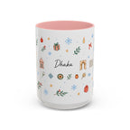 Dhaka Christmas Mug | Watercolor Travel Souvenir | Holiday Gift | Accent Ceramic Coffee Cup 11oz 15oz