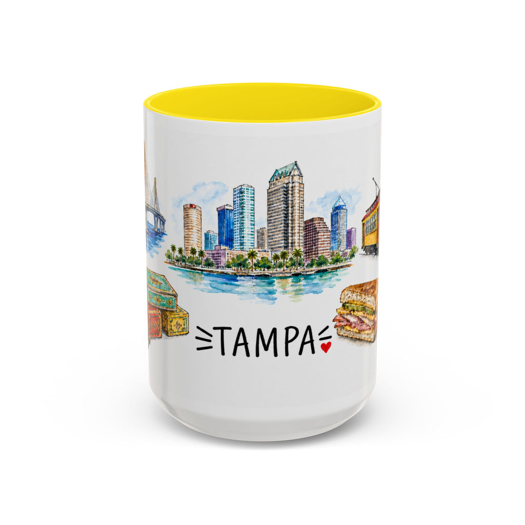 Tampa Illustrated Travel Mug | City Souvenir Accent Coffee Mug | 11oz 15oz Ceramic Cup