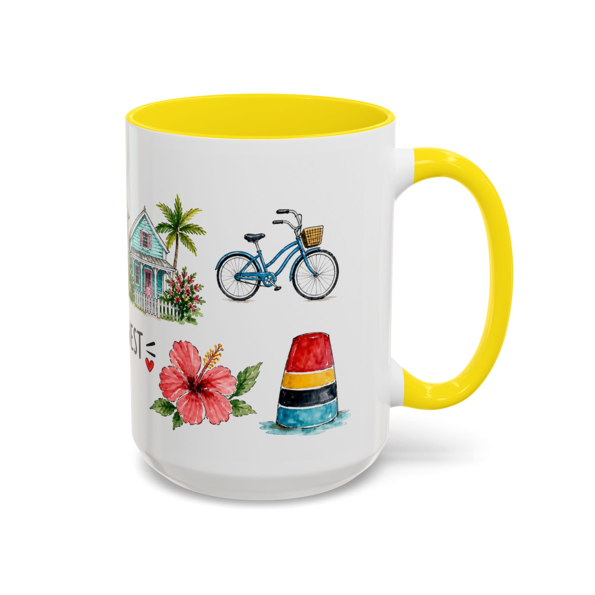 Key West Illustrated Travel Mug | City Souvenir Accent Coffee Mug | 11oz 15oz Ceramic Cup
