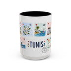 Tunis Coffee Mug | Postage Stamp Collage Mug | Travel Souvenir Accent Cup 11oz 15oz