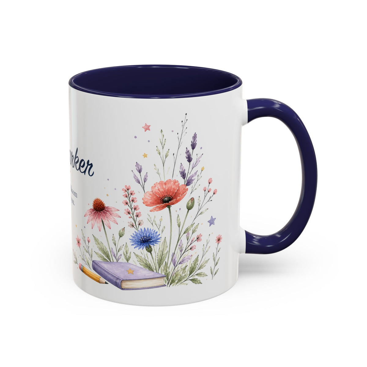 Personalized Kindergarten Teacher Mug | Custom Name Wildflower Rainbow Cup | Back to School Gift