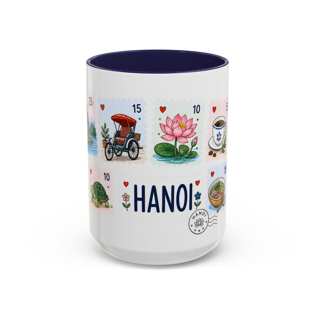 Hanoi Coffee Mug | Postage Stamp Collage Mug | Travel Souvenir Accent Cup 11oz 15oz