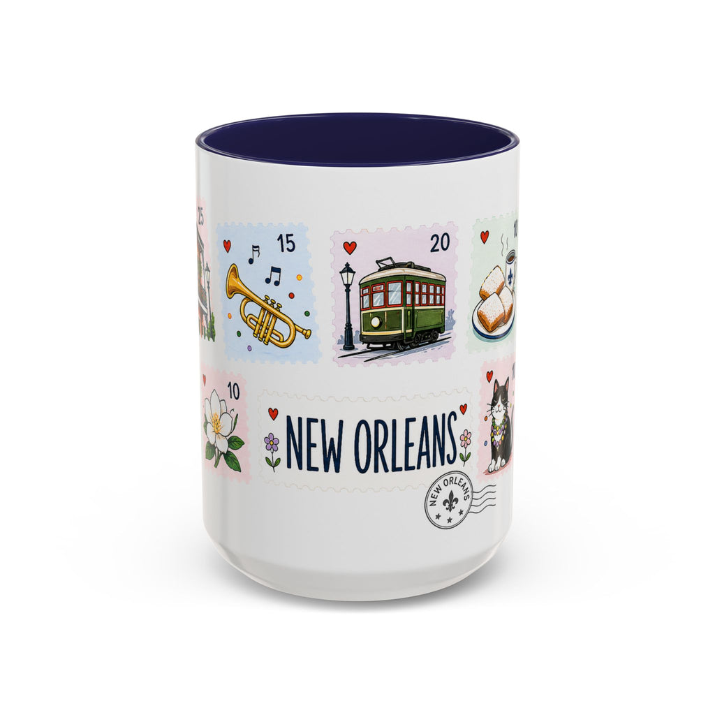 New Orleans Coffee Mug | Postage Stamp Collage Mug | Travel Souvenir Accent Cup 11oz 15oz