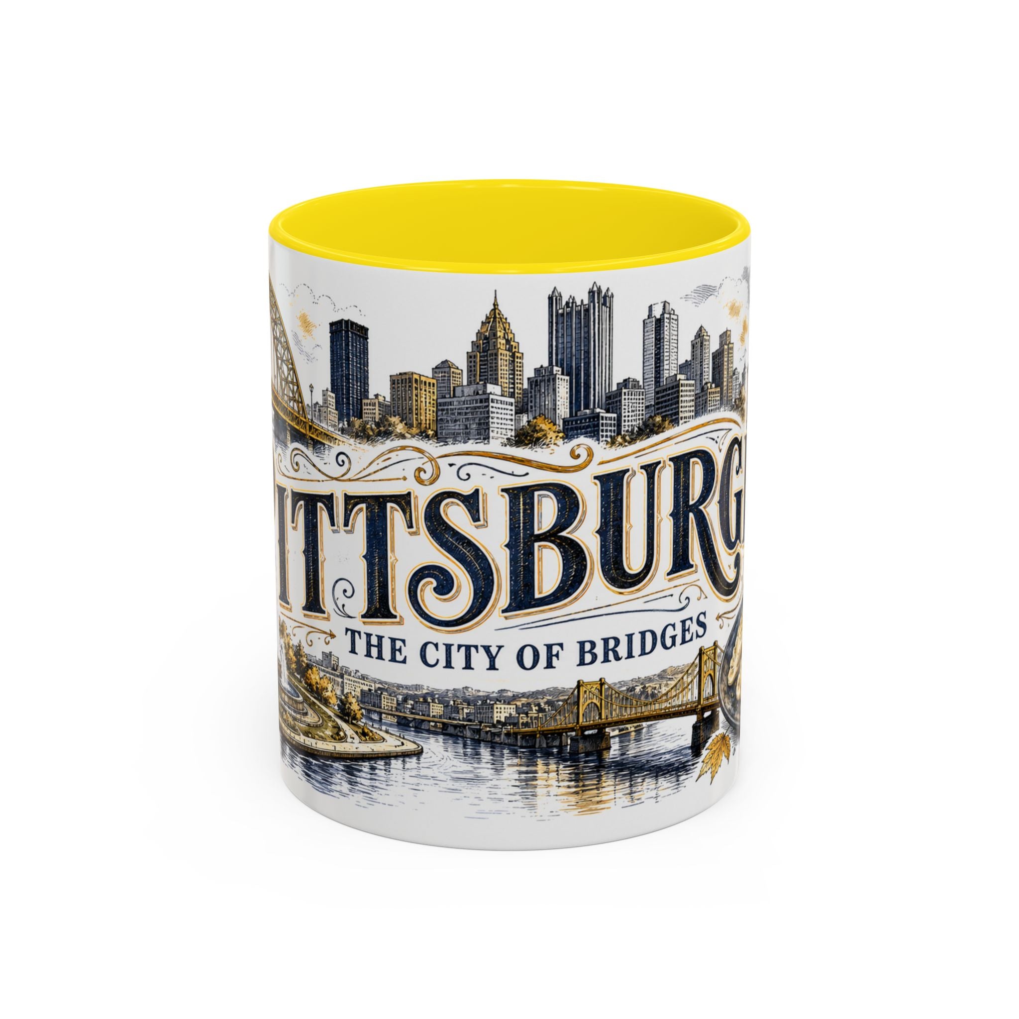 Pittsburgh Coffee Mug | United States Travel Souvenir | Vintage Illustrated City Gift | 11 oz 15 oz Accent Mug
