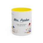 Personalized Kindergarten Teacher Mug | Custom Name Wildflower Rainbow Cup | Back to School Gift