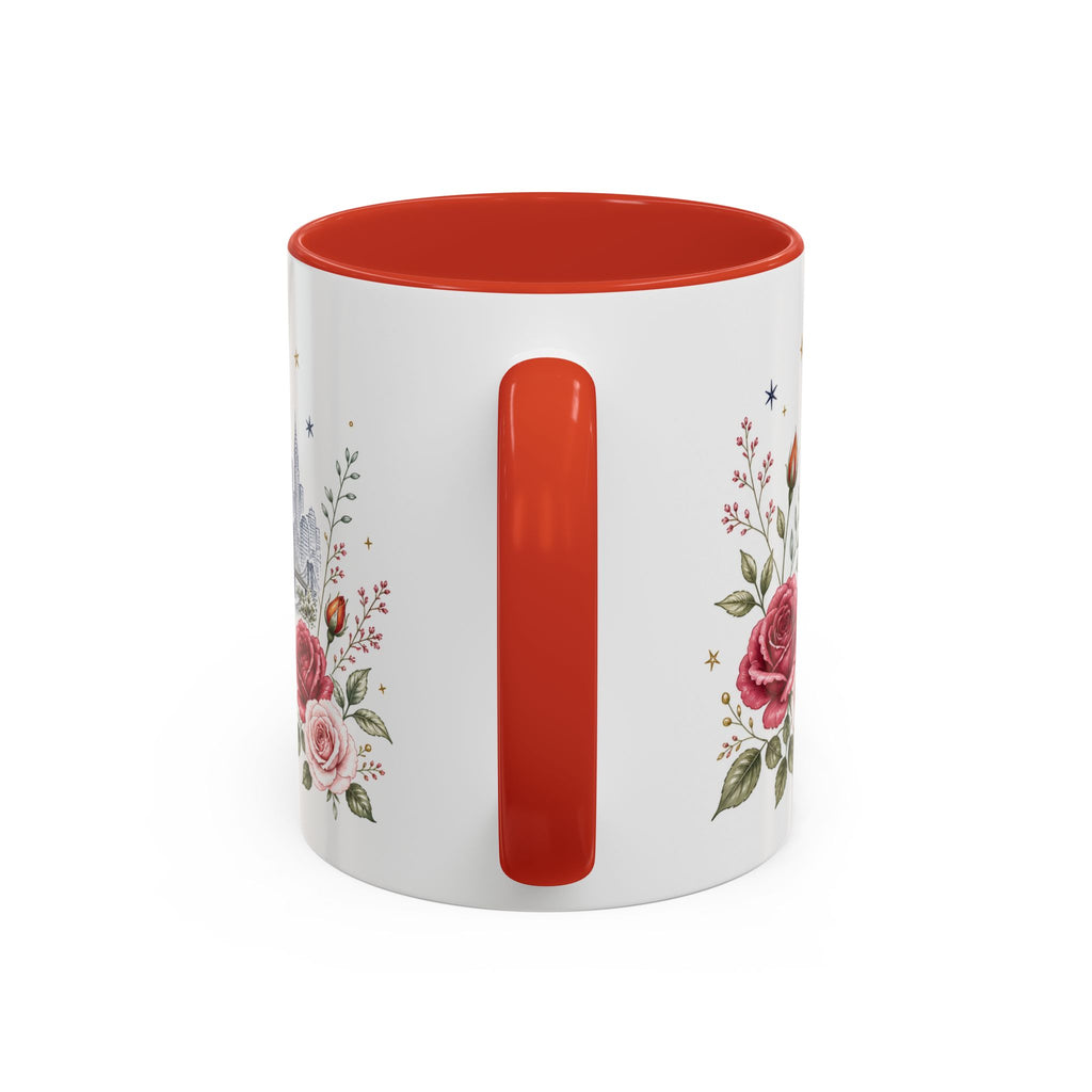 New York State Map Mug | Botanical Rose Accents, Long Distance Friendship Gift