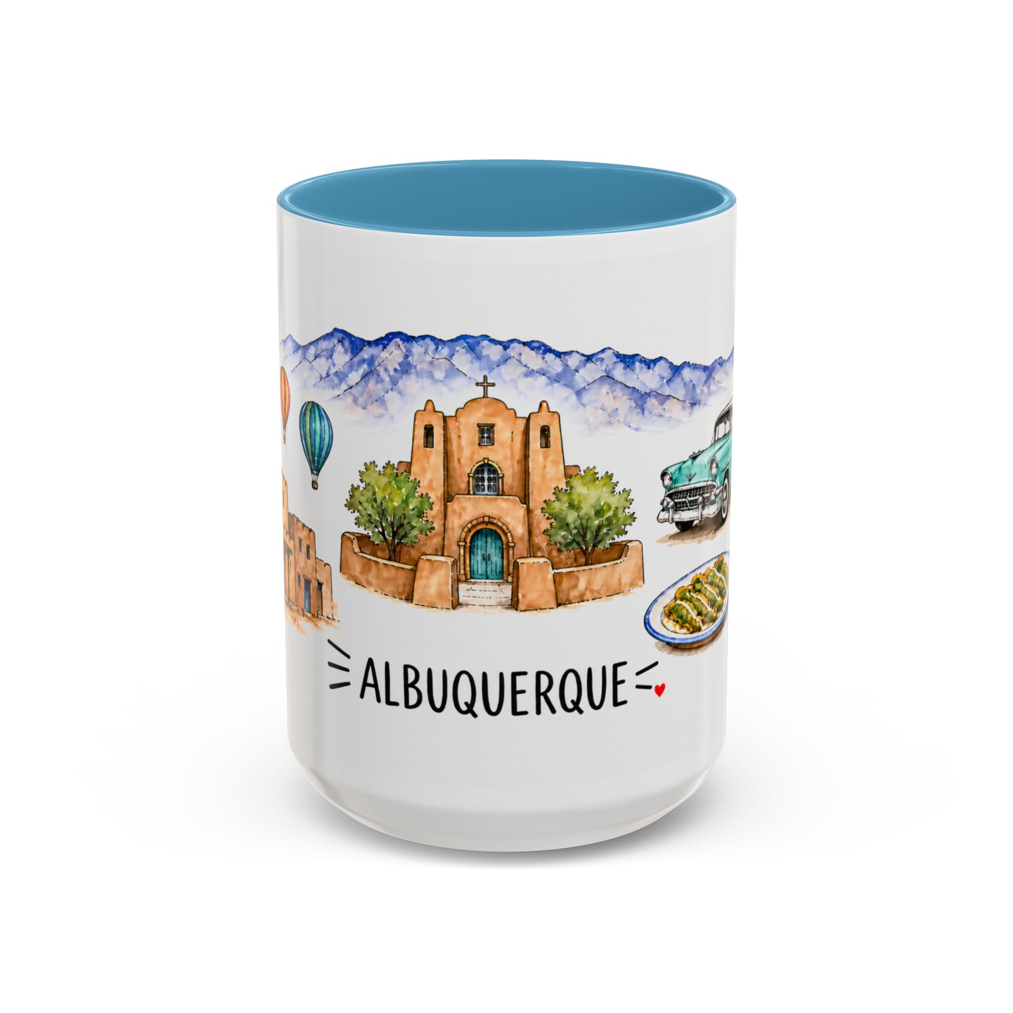 Albuquerque Illustrated Travel Mug | City Souvenir Accent Coffee Mug | 11oz 15oz Ceramic Cup