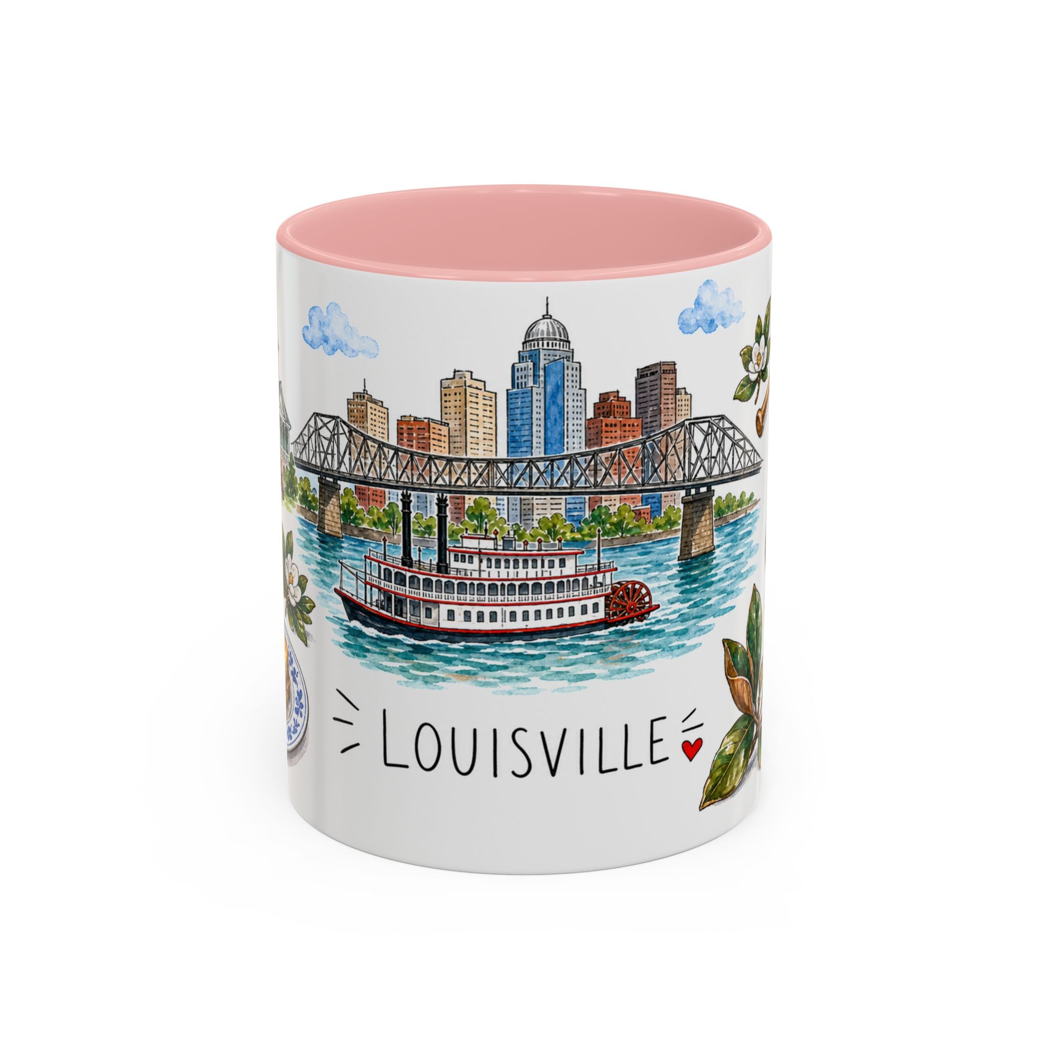 Louisville Illustrated Travel Mug | City Souvenir Accent Coffee Mug | 11oz 15oz Ceramic Cup