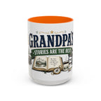Grandpa's Stories Are The Best Coffee Mug | Gift From Grandkids | Accent Color Ceramic 11oz 15oz