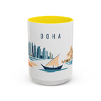 Doha Coffee Mug | Qatar Travel Souvenir | Porcelain Decal City Gift | 11oz 15oz Accent Mug