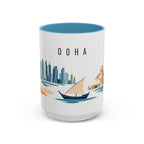 Doha Coffee Mug | Qatar Travel Souvenir | Porcelain Decal City Gift | 11oz 15oz Accent Mug