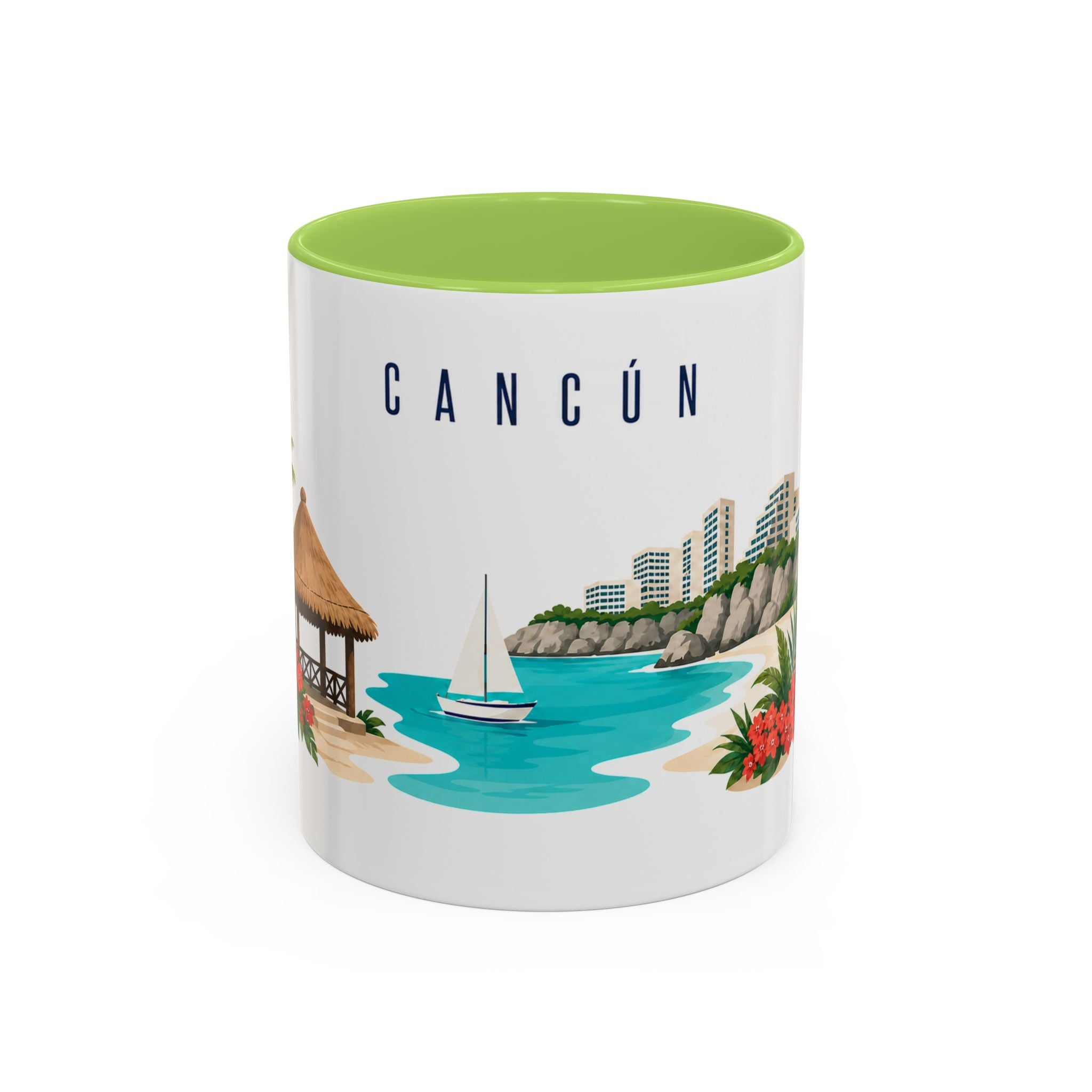 Cancún Coffee Mug | Mexico Travel Souvenir | Porcelain Decal City Gift | 11oz 15oz Accent Mug
