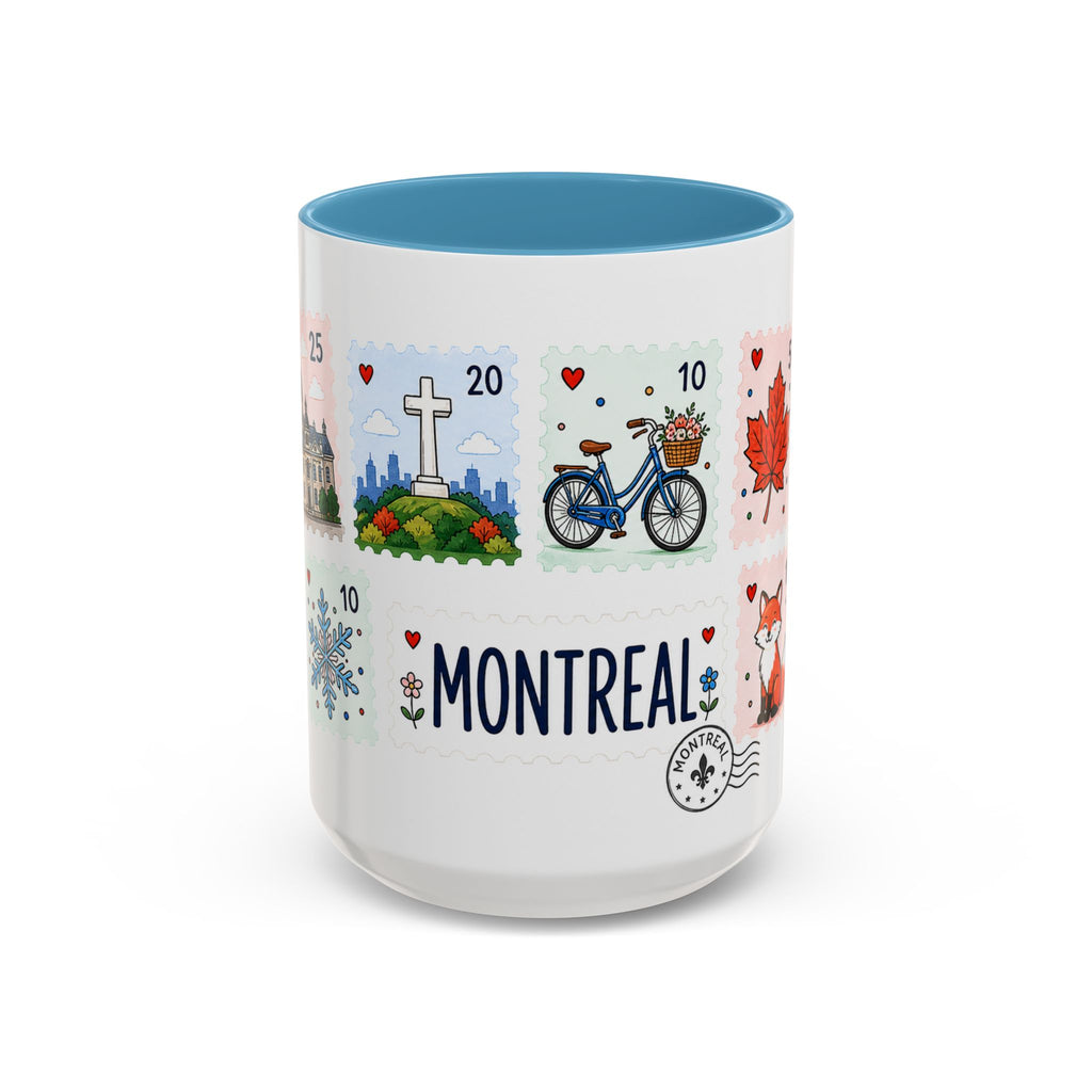 Montreal Coffee Mug | Postage Stamp Collage Mug | Travel Souvenir Accent Cup 11oz 15oz