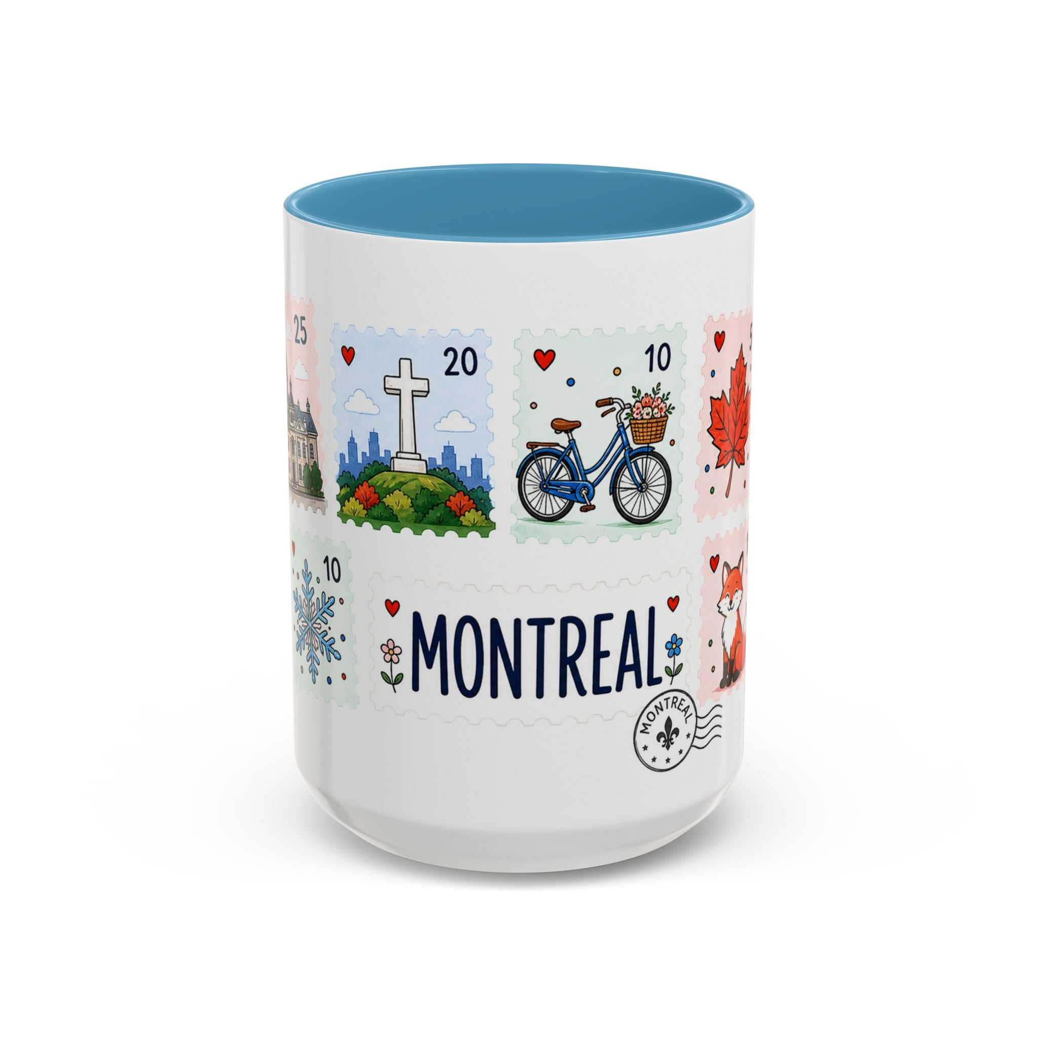 Montreal Coffee Mug | Postage Stamp Collage Mug | Travel Souvenir Accent Cup 11oz 15oz