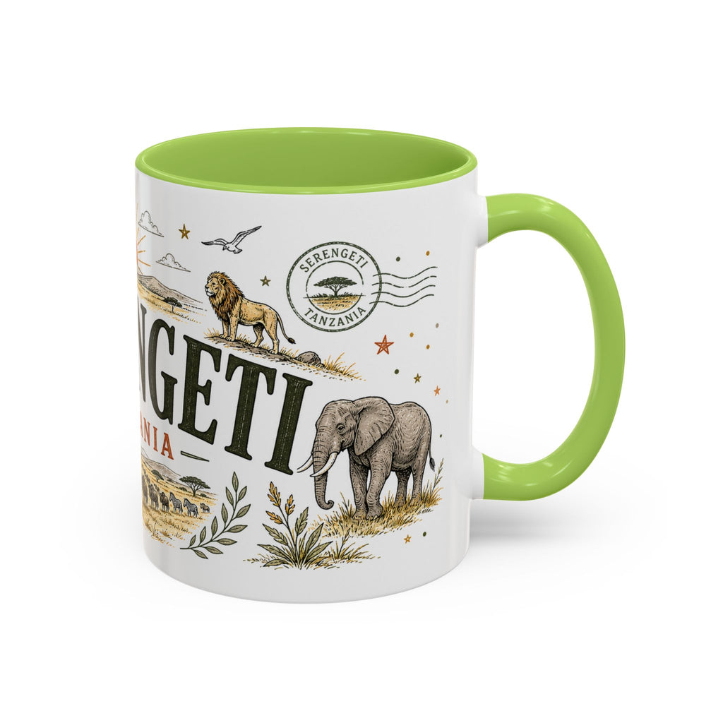 Serengeti Coffee Mug | Travel Destination Souvenir Gift | Accent Color Ceramic 11oz 15oz