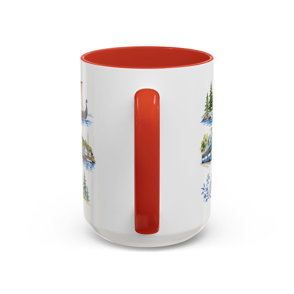 Oslo Illustrated Travel Mug | City Souvenir Accent Coffee Mug | 11oz 15oz Ceramic Cup