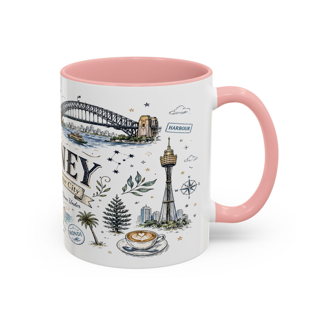 Sydney Coffee Mug | Australia Souvenir Travel Gift | Accent Color Ceramic 11oz 15oz