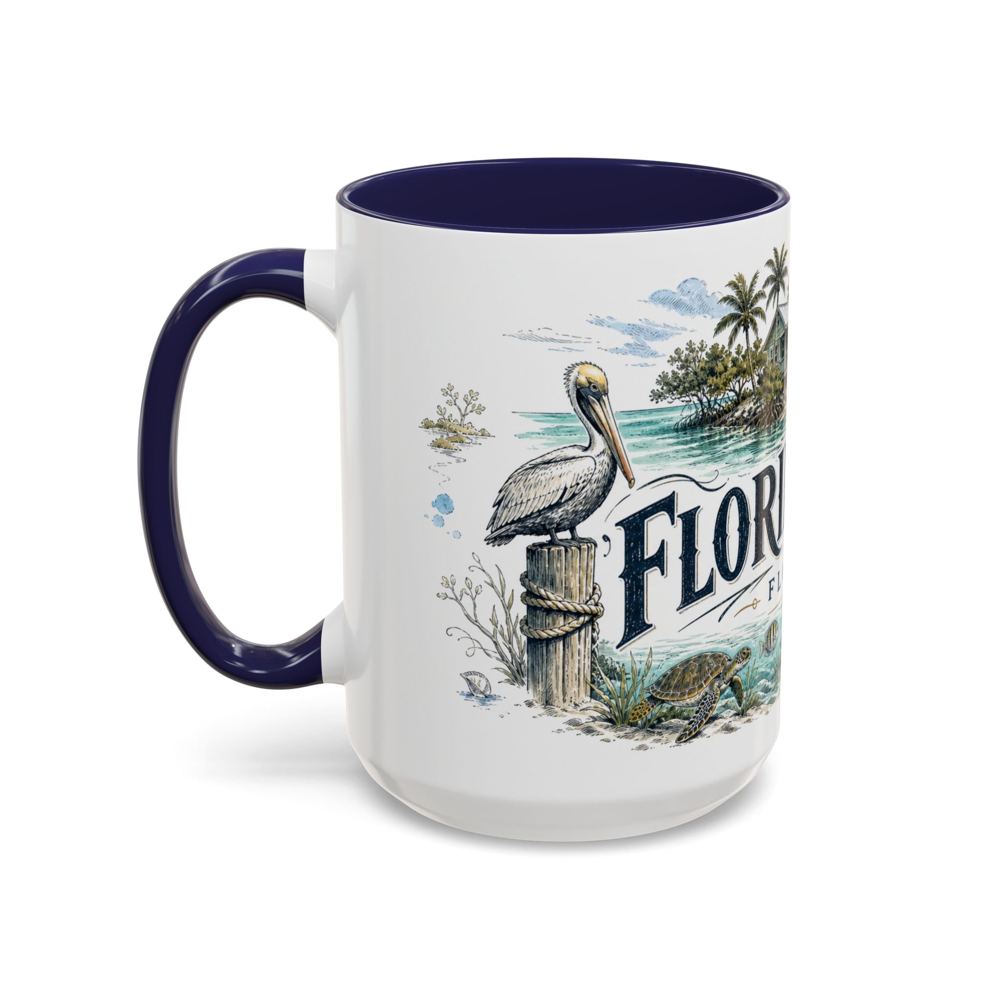 Florida Keys Mug, Florida Travel Souvenir, Bucket List Gift, Accent Ceramic Coffee Mug 11oz 15oz