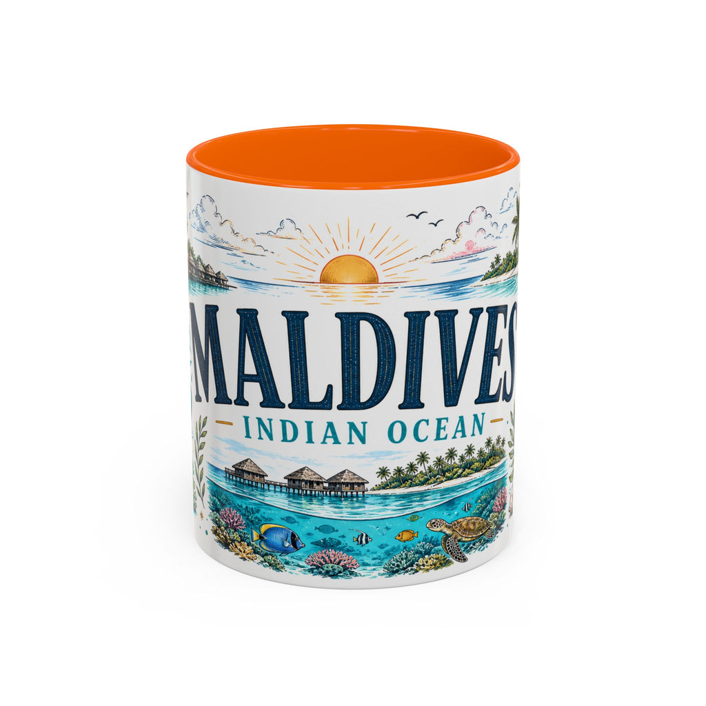 Maldives Coffee Mug | Travel Destination Souvenir Gift | Accent Color Ceramic 11oz 15oz