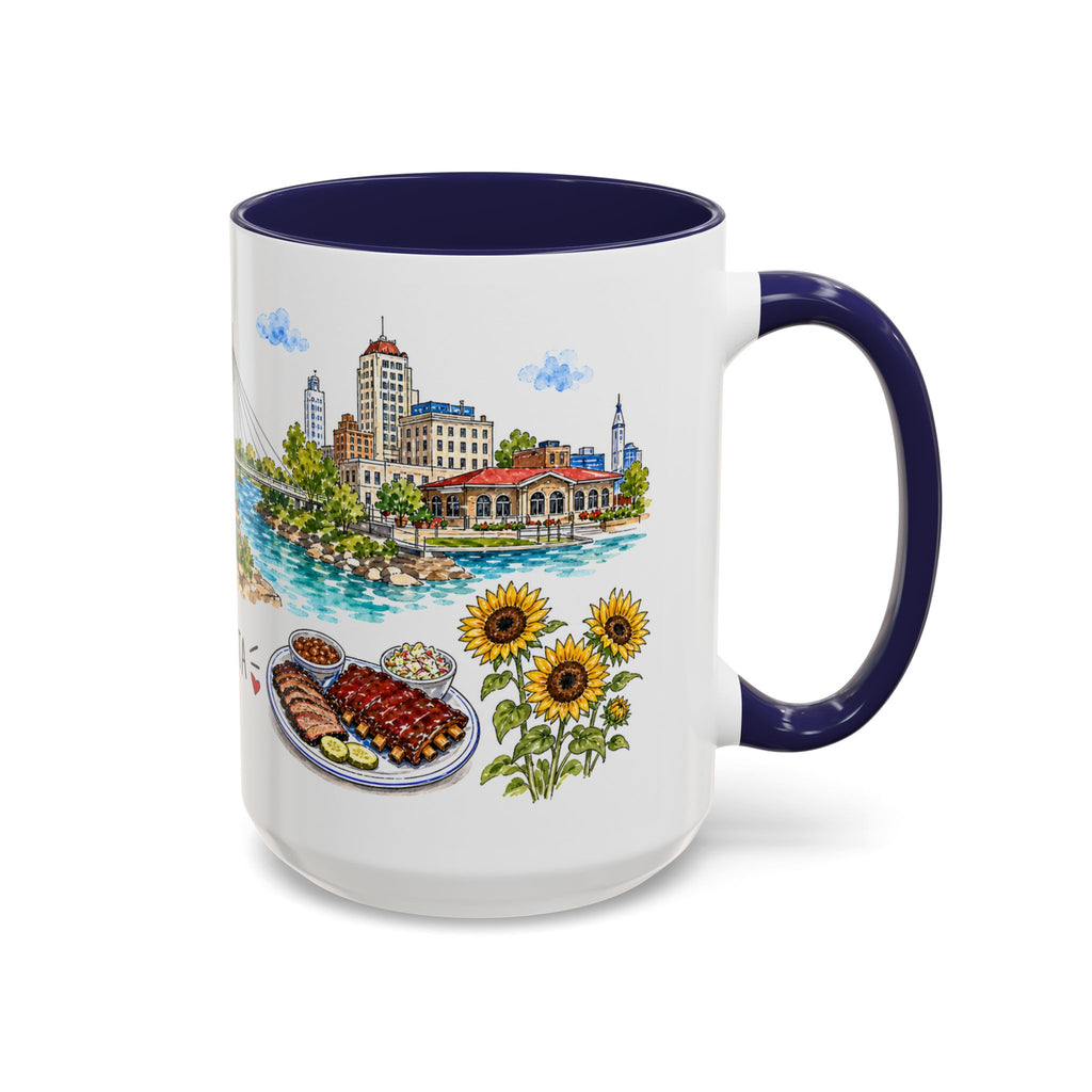 Wichita Illustrated Travel Mug | City Souvenir Accent Coffee Mug | 11oz 15oz Ceramic Cup