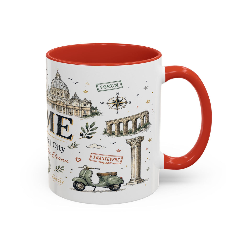 Rome Coffee Mug | Italy Souvenir Travel Gift | Accent Color Ceramic 11oz 15oz