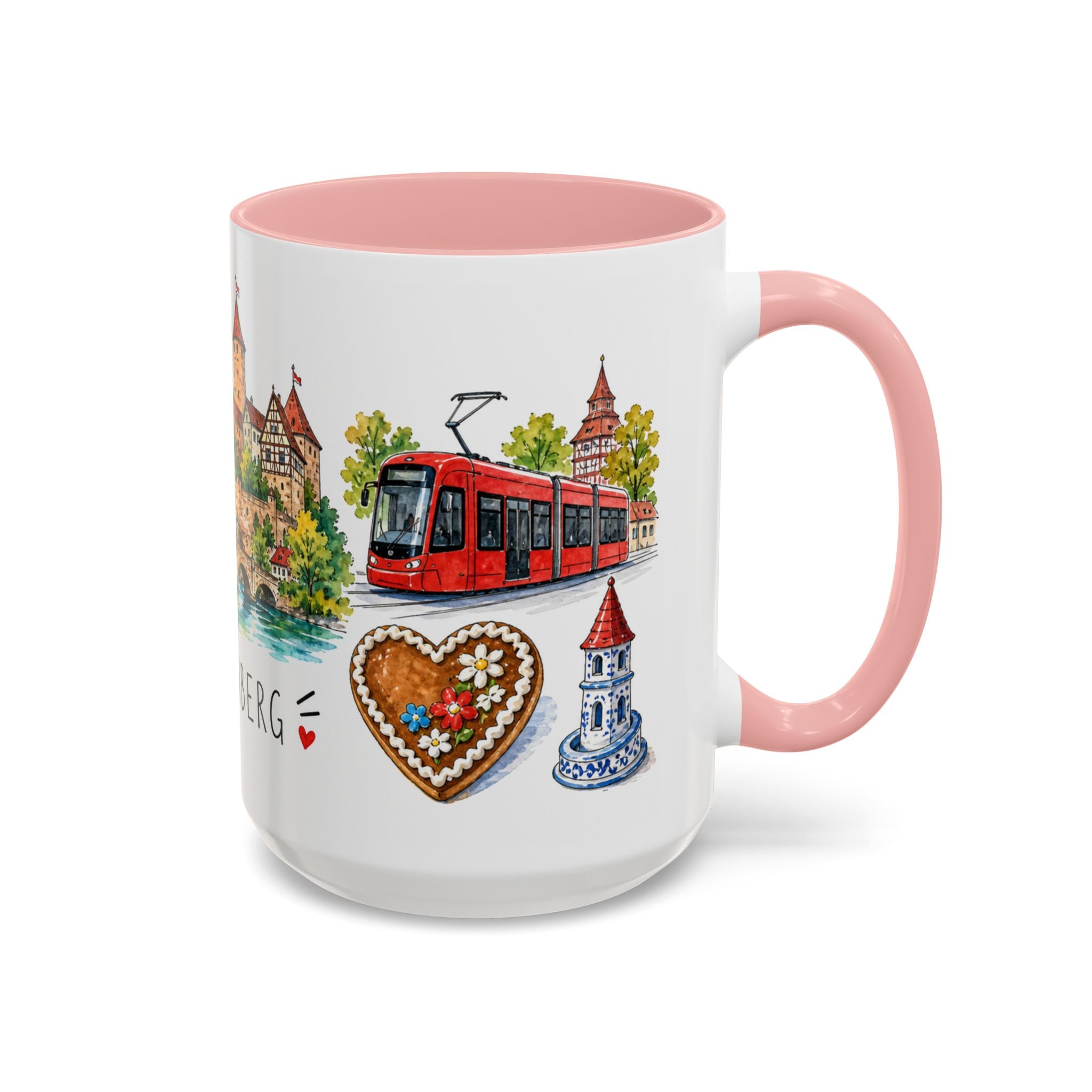 Nuremberg Illustrated Travel Mug | City Souvenir Accent Coffee Mug | 11oz 15oz Ceramic Cup