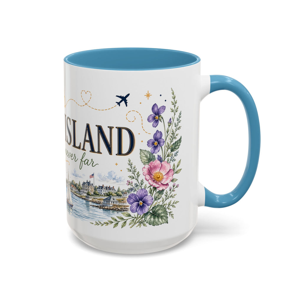 Rhode Island State Map Mug | Botanical Seaside Accent Cup (11oz or 15oz)