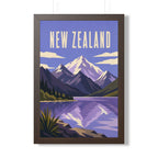 New Zealand Alps New Zealand Framed Poster | Vintage Travel Wall Art | Black Walnut White Frame | 16x24 20x30