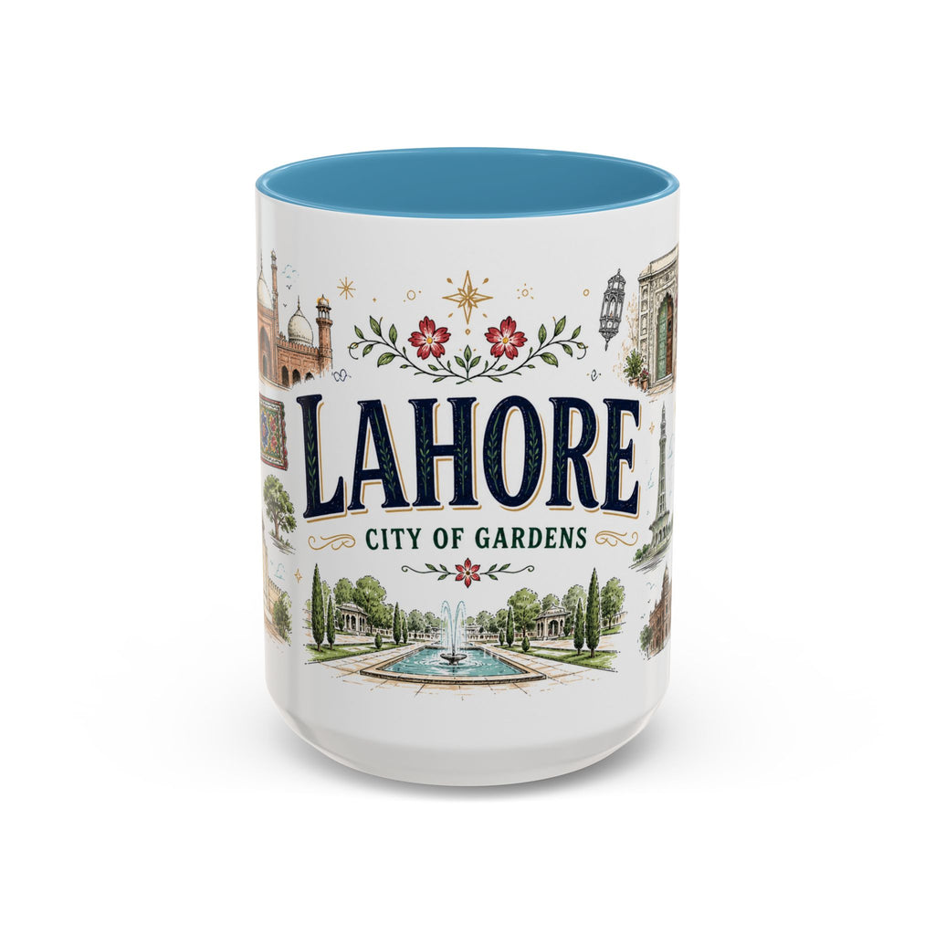 Lahore Coffee Mug | Pakistan Souvenir Travel Gift | Accent Color Ceramic 11oz 15oz