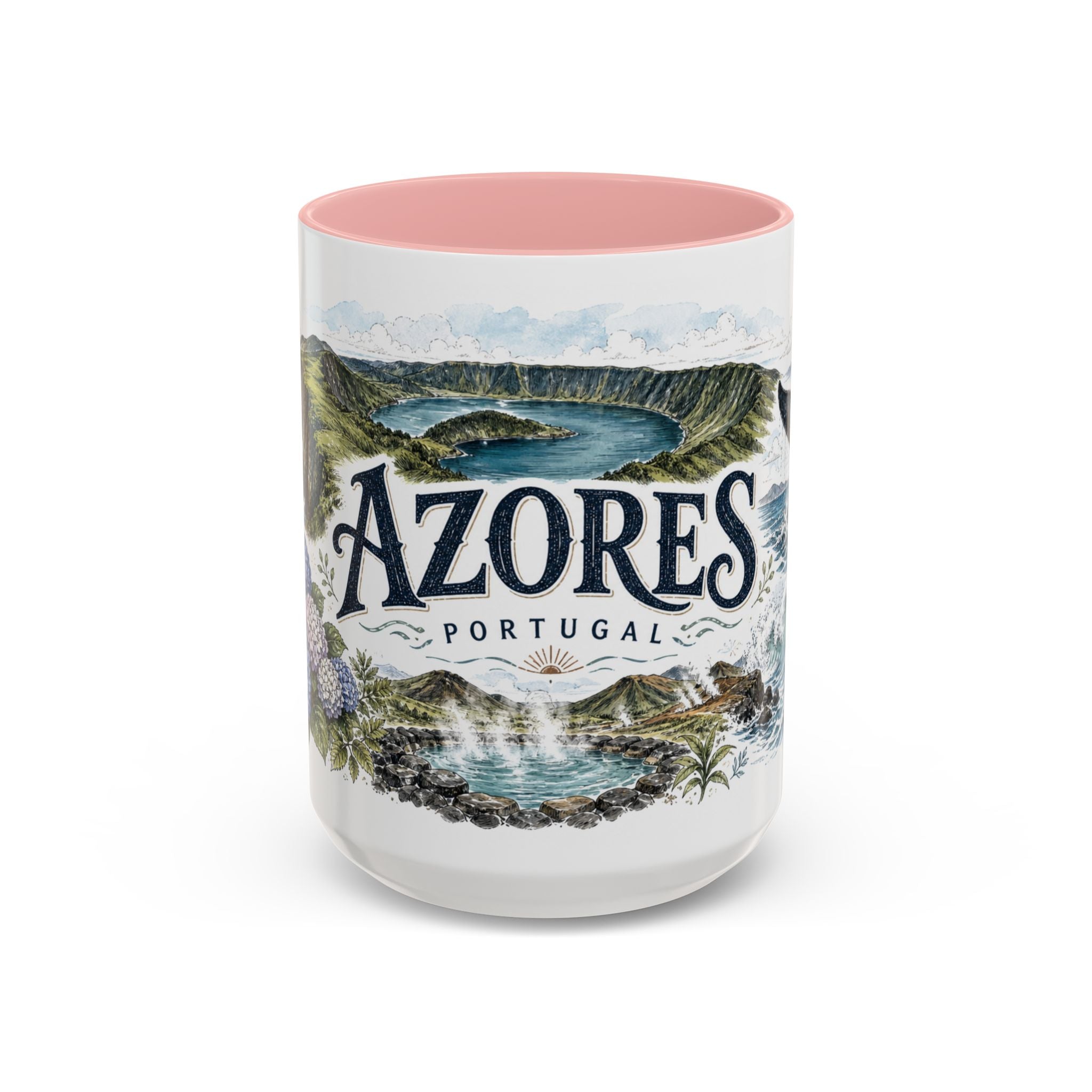 Azores Mug, Portugal Travel Souvenir, Bucket List Gift, Accent Ceramic Coffee Mug 11oz 15oz