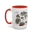 Prague Coffee Mug | Czech Republic Souvenir Travel Gift | Accent Color Ceramic 11oz 15oz
