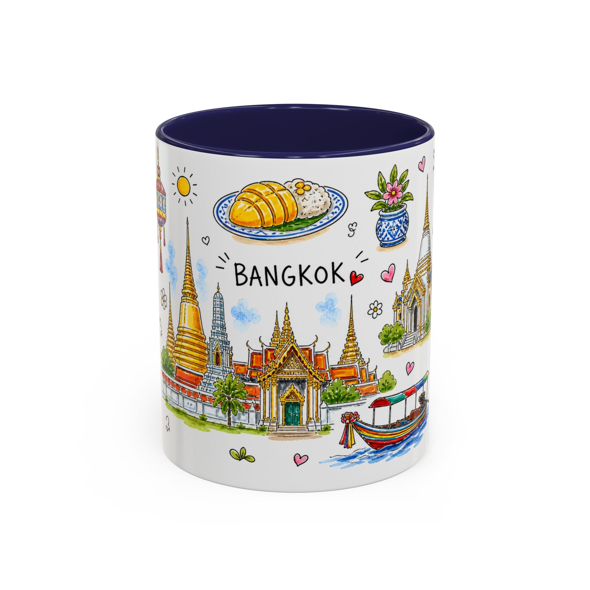 Bangkok Illustrated Travel Mug | City Souvenir Accent Coffee Mug | 11oz 15oz Ceramic Cup