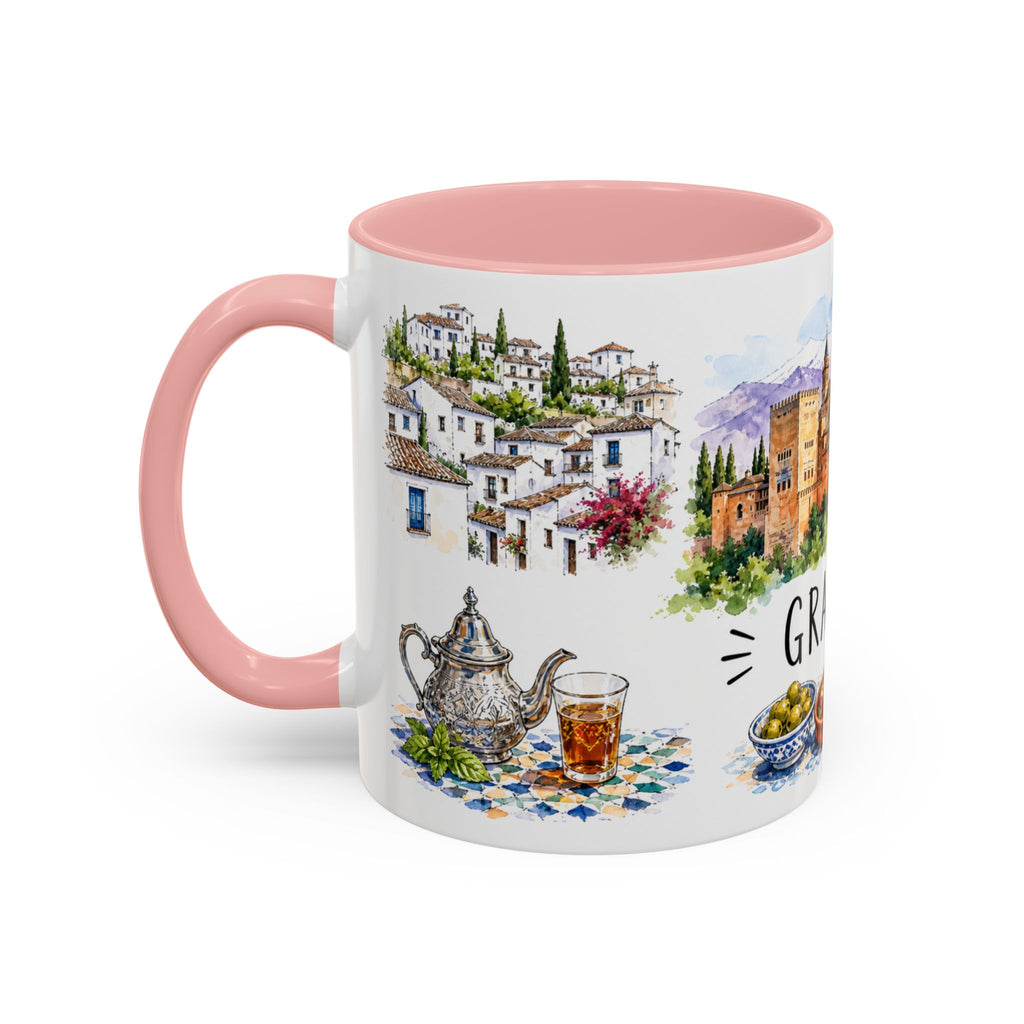 Granada Illustrated Travel Mug | City Souvenir Accent Coffee Mug | 11oz 15oz Ceramic Cup
