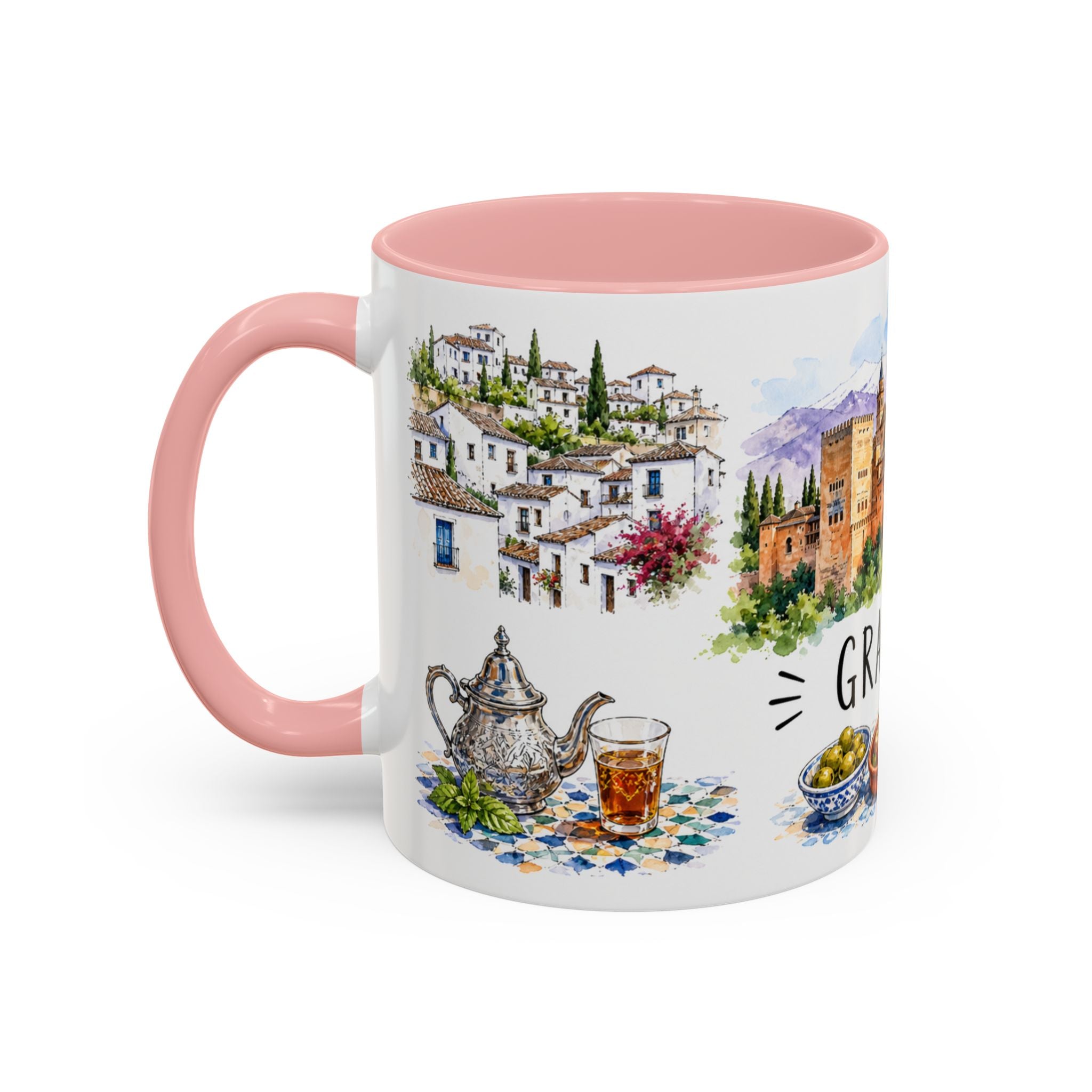 Granada Illustrated Travel Mug | City Souvenir Accent Coffee Mug | 11oz 15oz Ceramic Cup