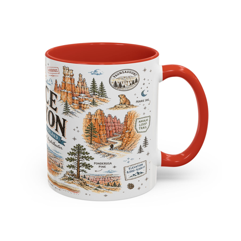Bryce Canyon Coffee Mug | National Park Hiking Utah Gift | Accent Color Ceramic 11oz 15oz