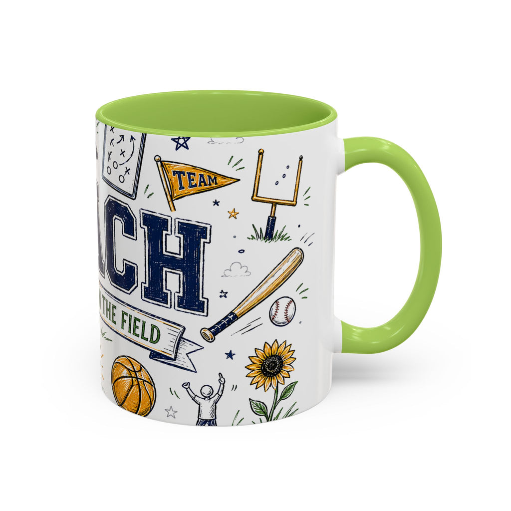 Coach Best Dad On The Field Coffee Mug | Father's Day Gift for Dad | Accent Color Ceramic 11oz 15oz